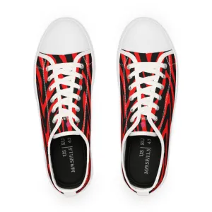 Red Zebra Print Men's Sneakers, Best Animal Print Low Tops Designer Men's Low Top (US Size: 5-14) Sneakers