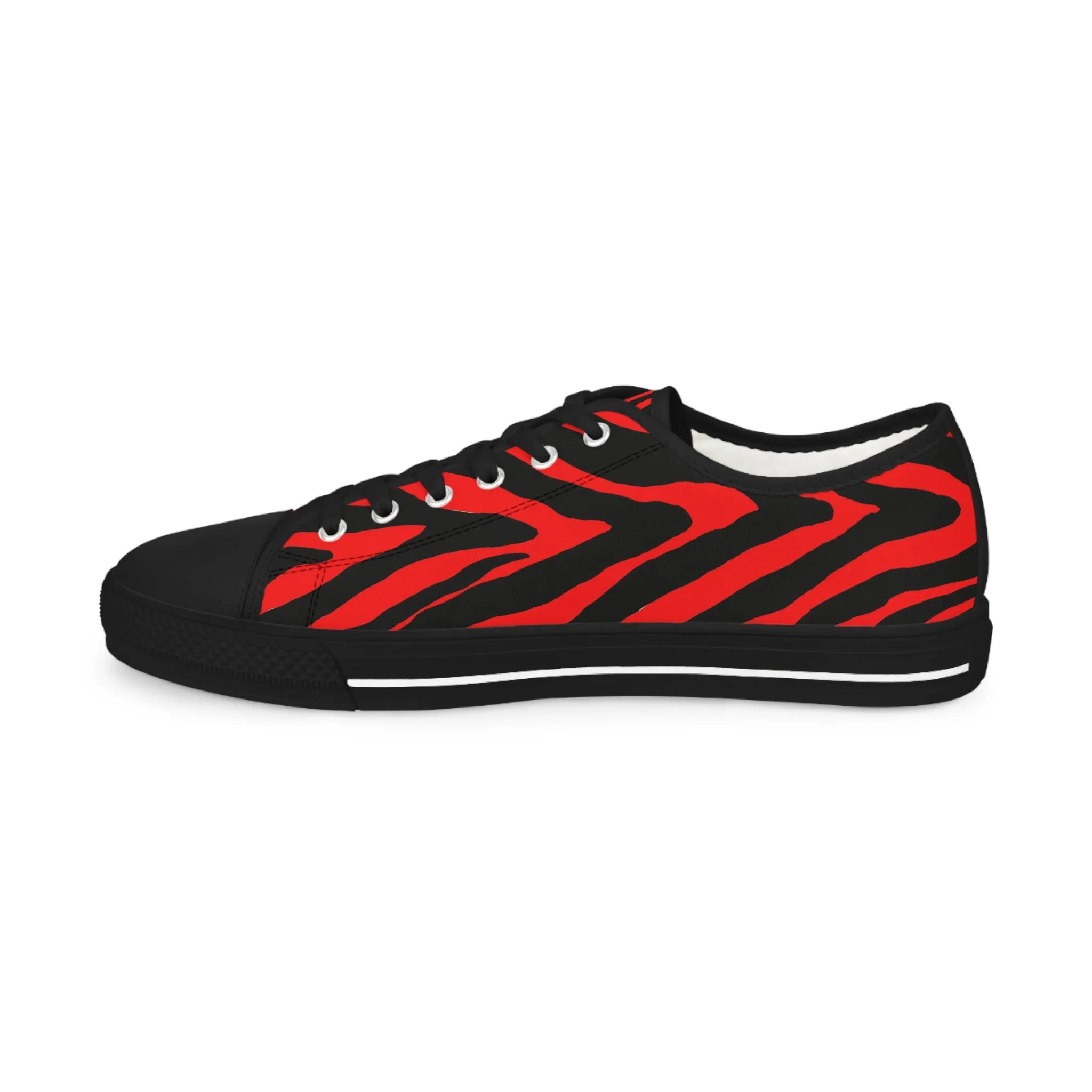 Red Zebra Print Men's Sneakers, Best Animal Print Low Tops Designer Men's Low Top (US Size: 5-14) Sneakers