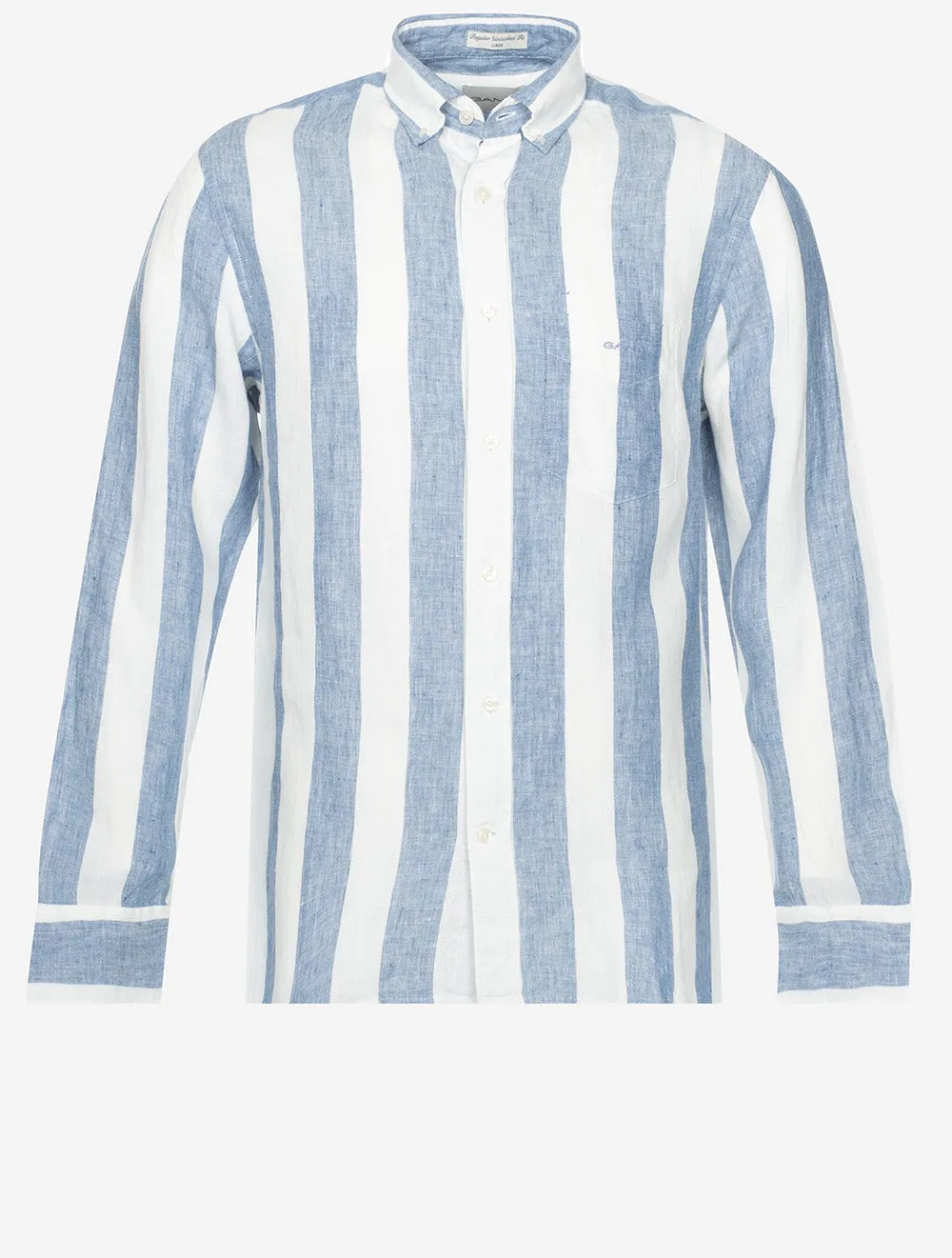 Regular Bold Stripe Linen Shirt Salty Sea