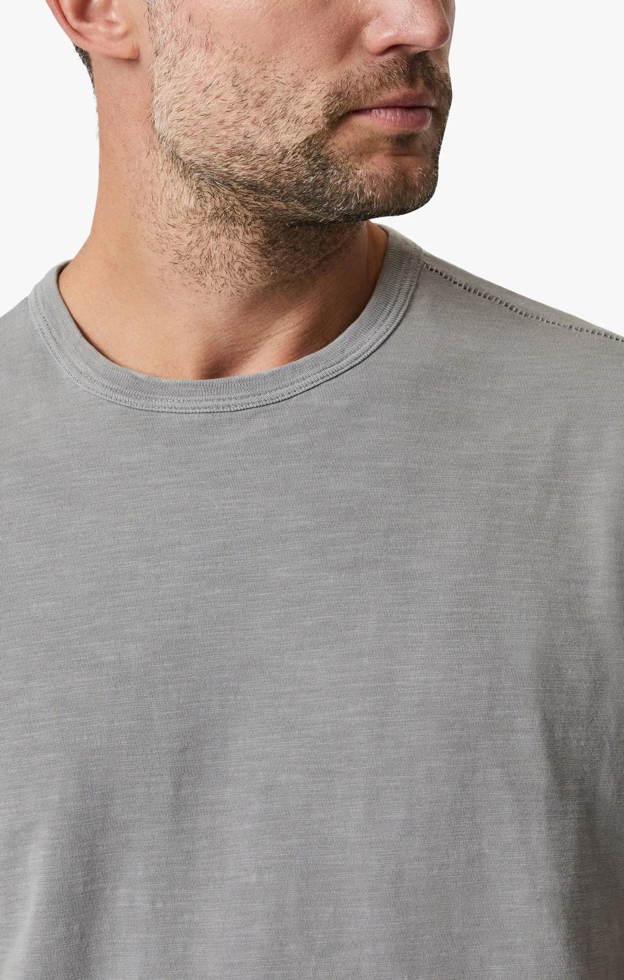 Slub Crew Neck T-Shirt In Gray