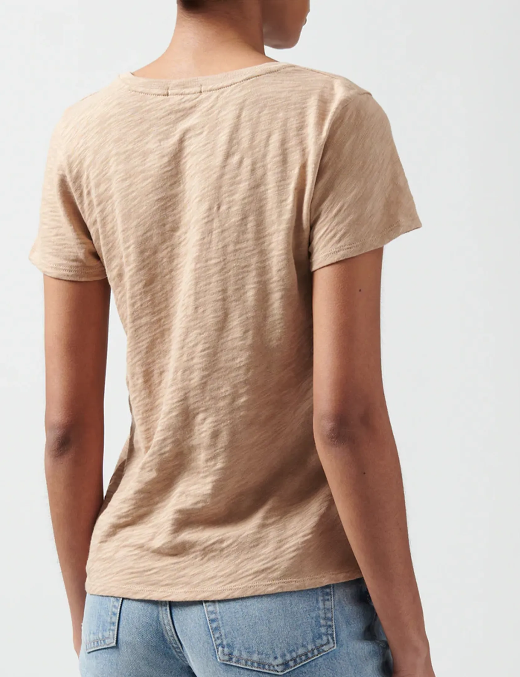 Slub Jersey V-Neck Tee, Camel