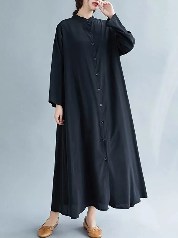 Solid Round-Neck Shirts Long Dress