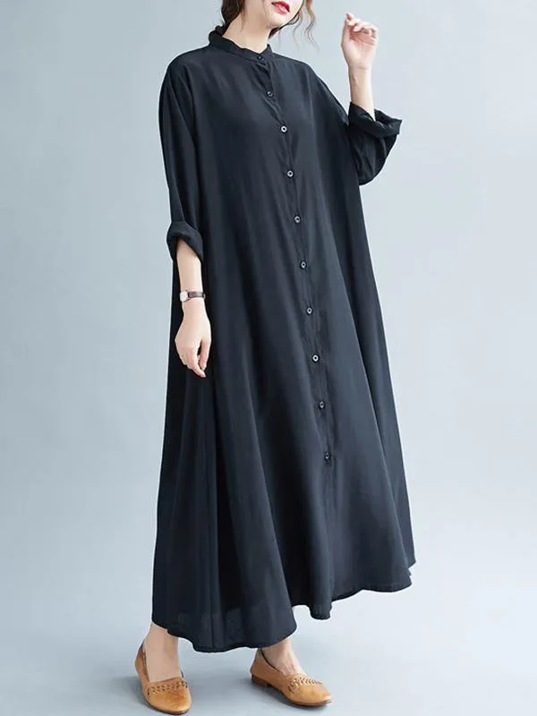 Solid Round-Neck Shirts Long Dress