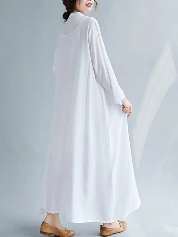 Solid Round-Neck Shirts Long Dress