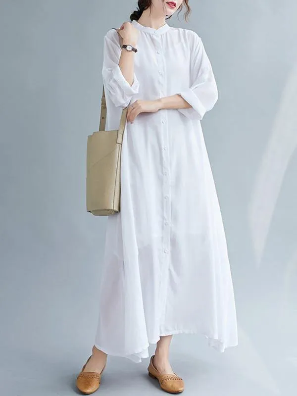 Solid Round-Neck Shirts Long Dress