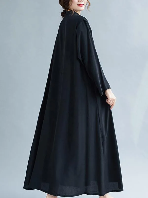 Solid Round-Neck Shirts Long Dress