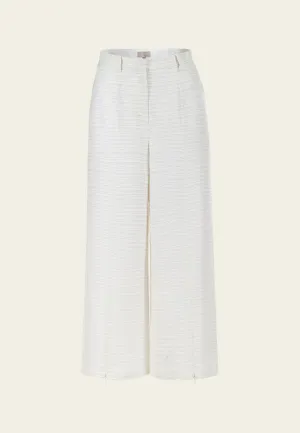 Stripped Lurex Slit-detail Wide-leg Pants