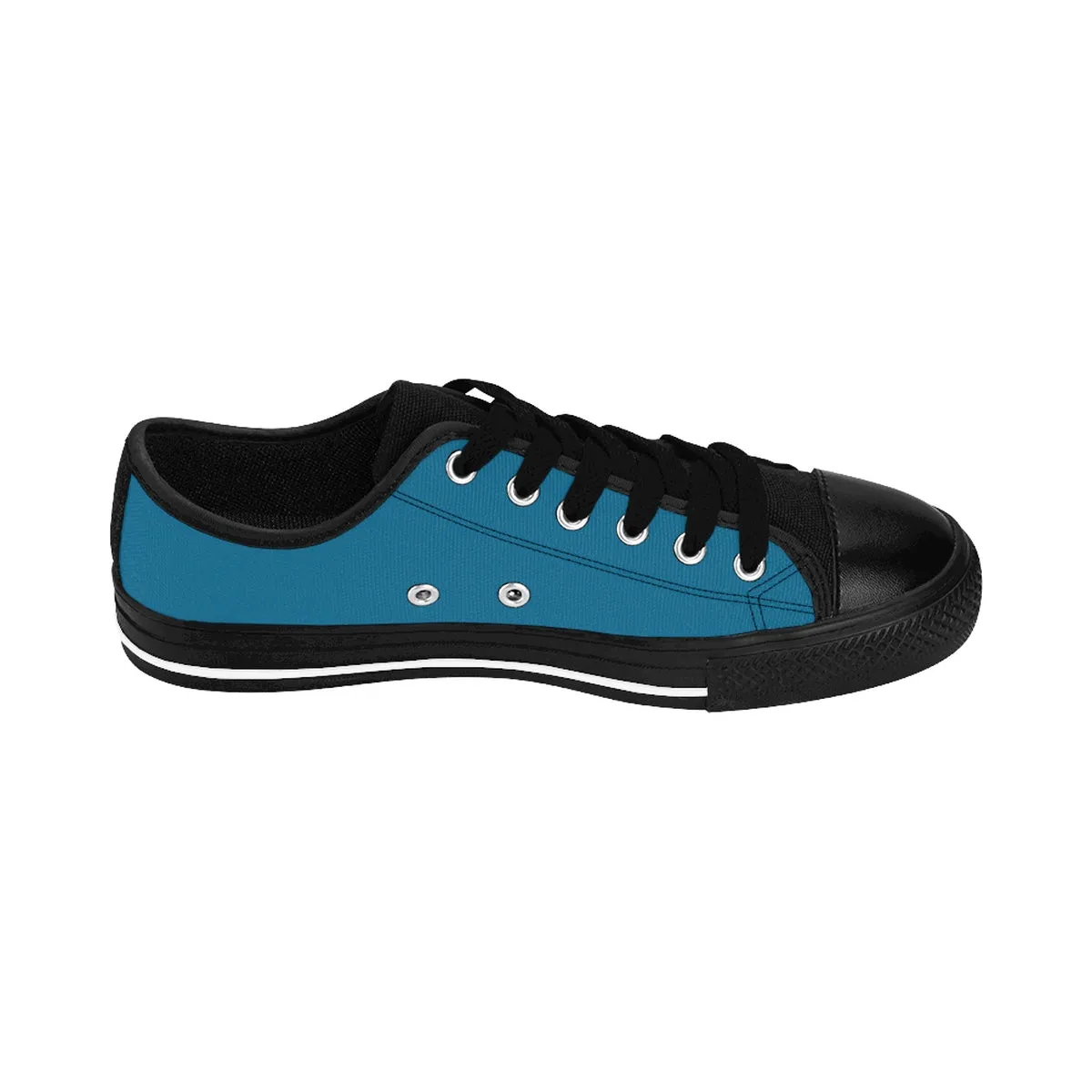 Teal Blue Ladies Low Tops, Solid Color Low Top Women's Fashion Sneakers (US Size: 6-12)