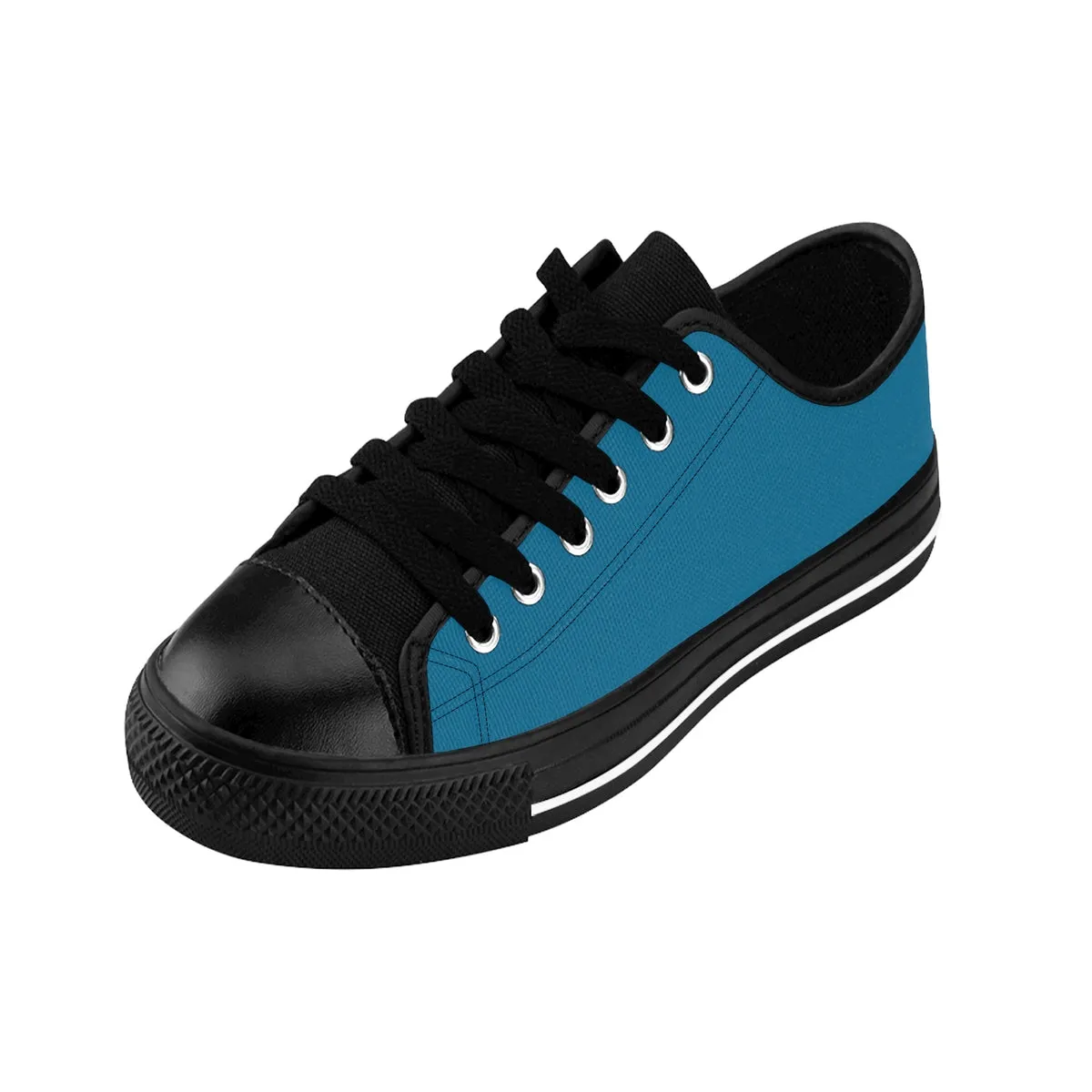 Teal Blue Ladies Low Tops, Solid Color Low Top Women's Fashion Sneakers (US Size: 6-12)