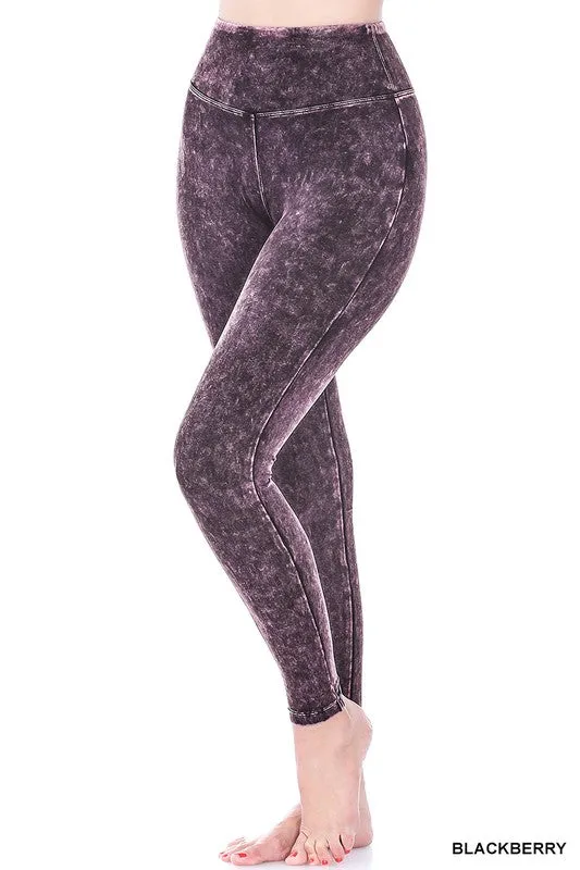 TEEK - Mineral Washed Wide Waistband Yoga Leggings