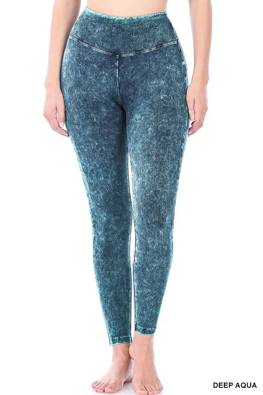 TEEK - Mineral Washed Wide Waistband Yoga Leggings