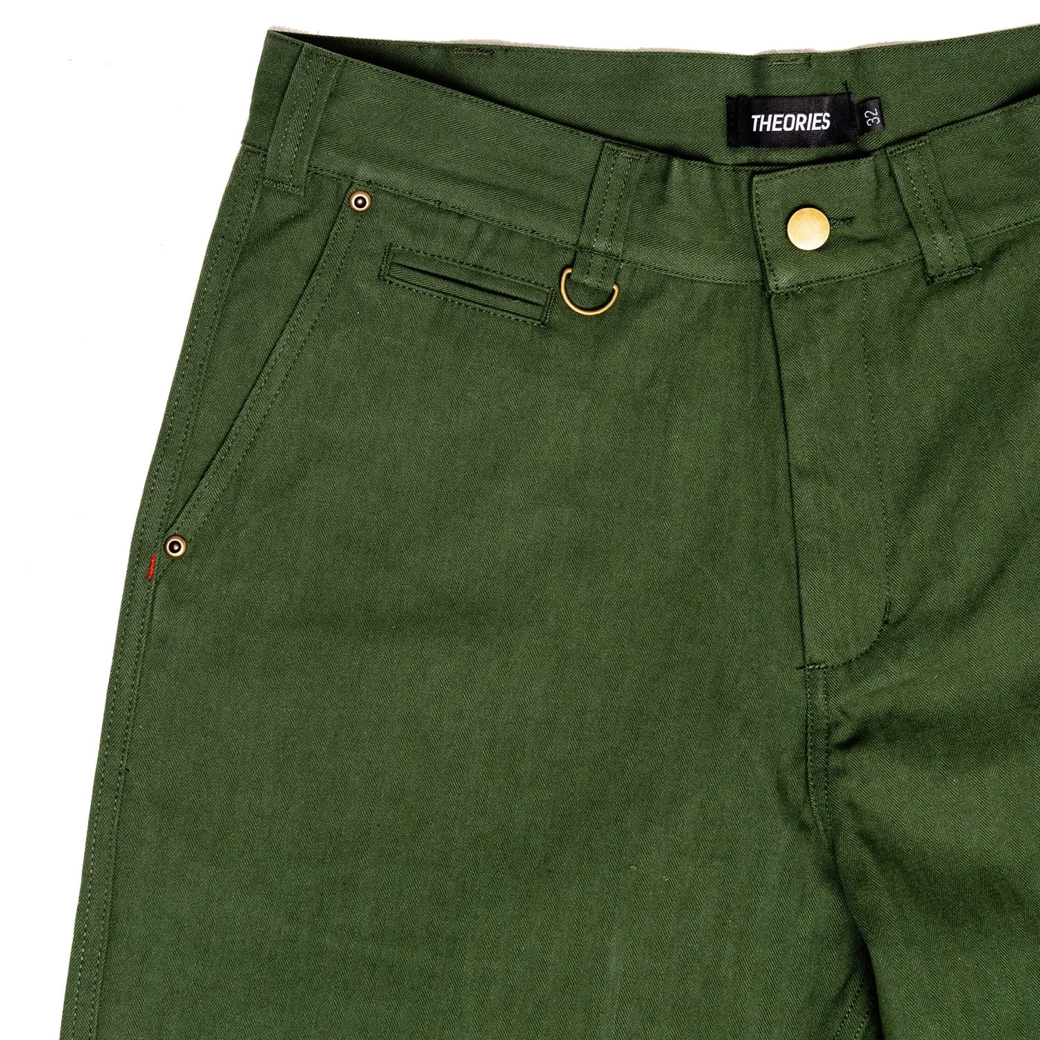 Theories Herringbone Hunting Trousers Dark Green