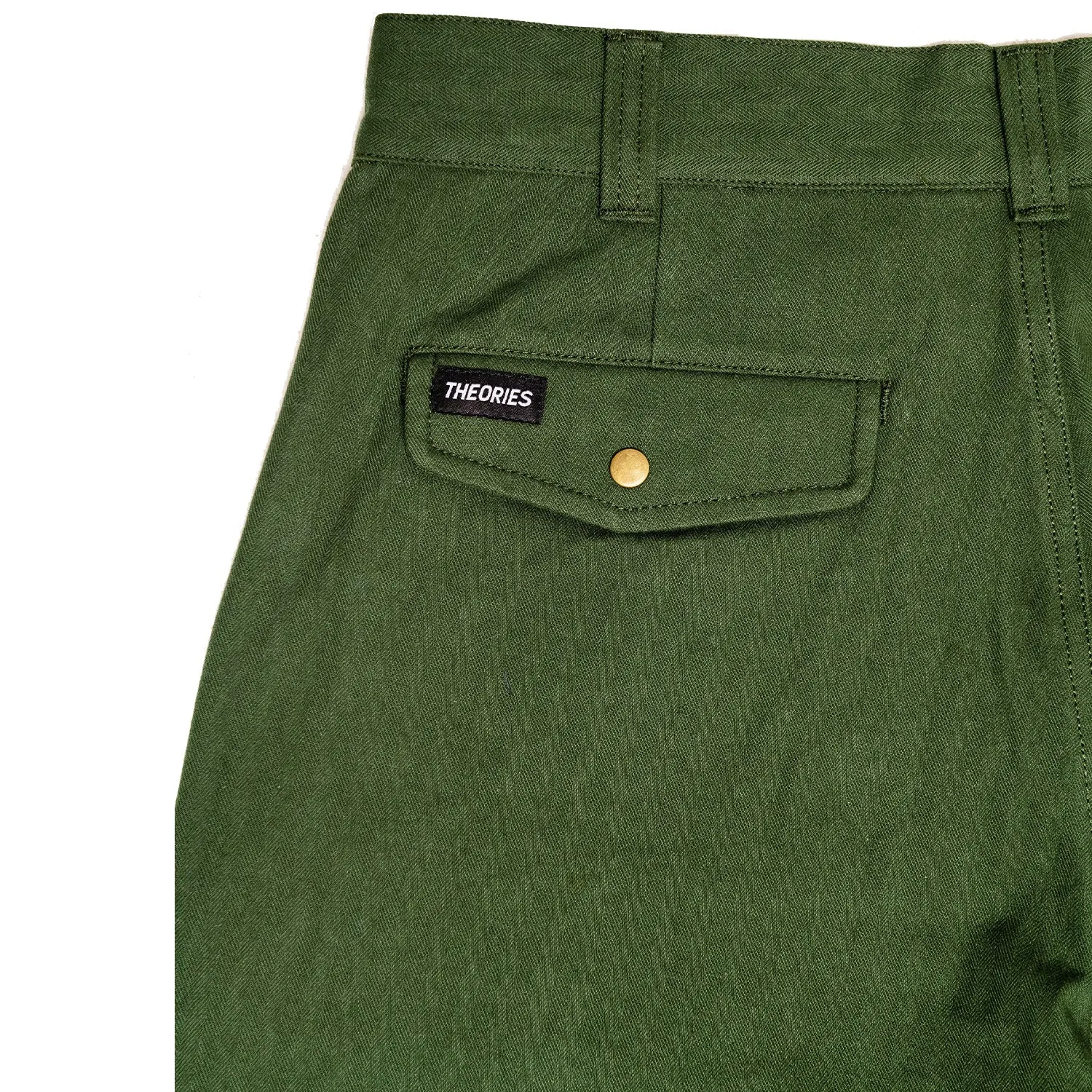 Theories Herringbone Hunting Trousers Dark Green