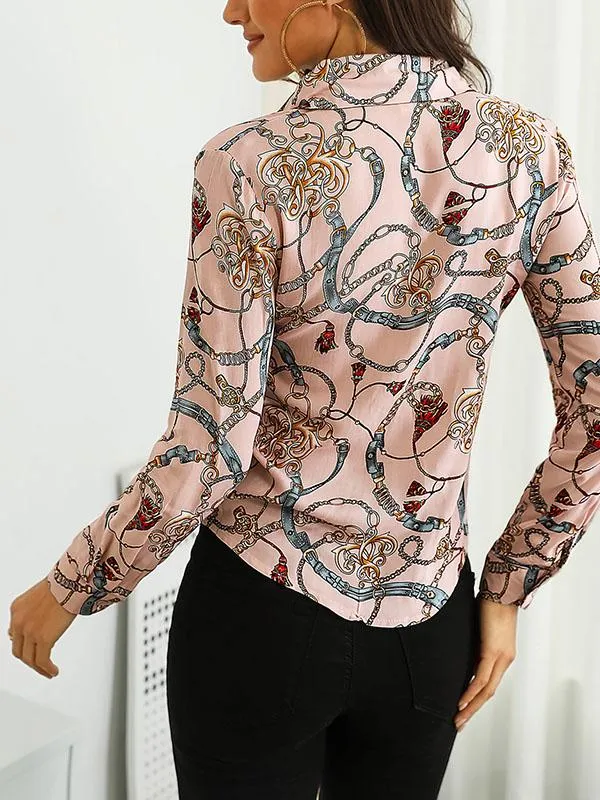 V-neck Floral Blouses&shirts Tops