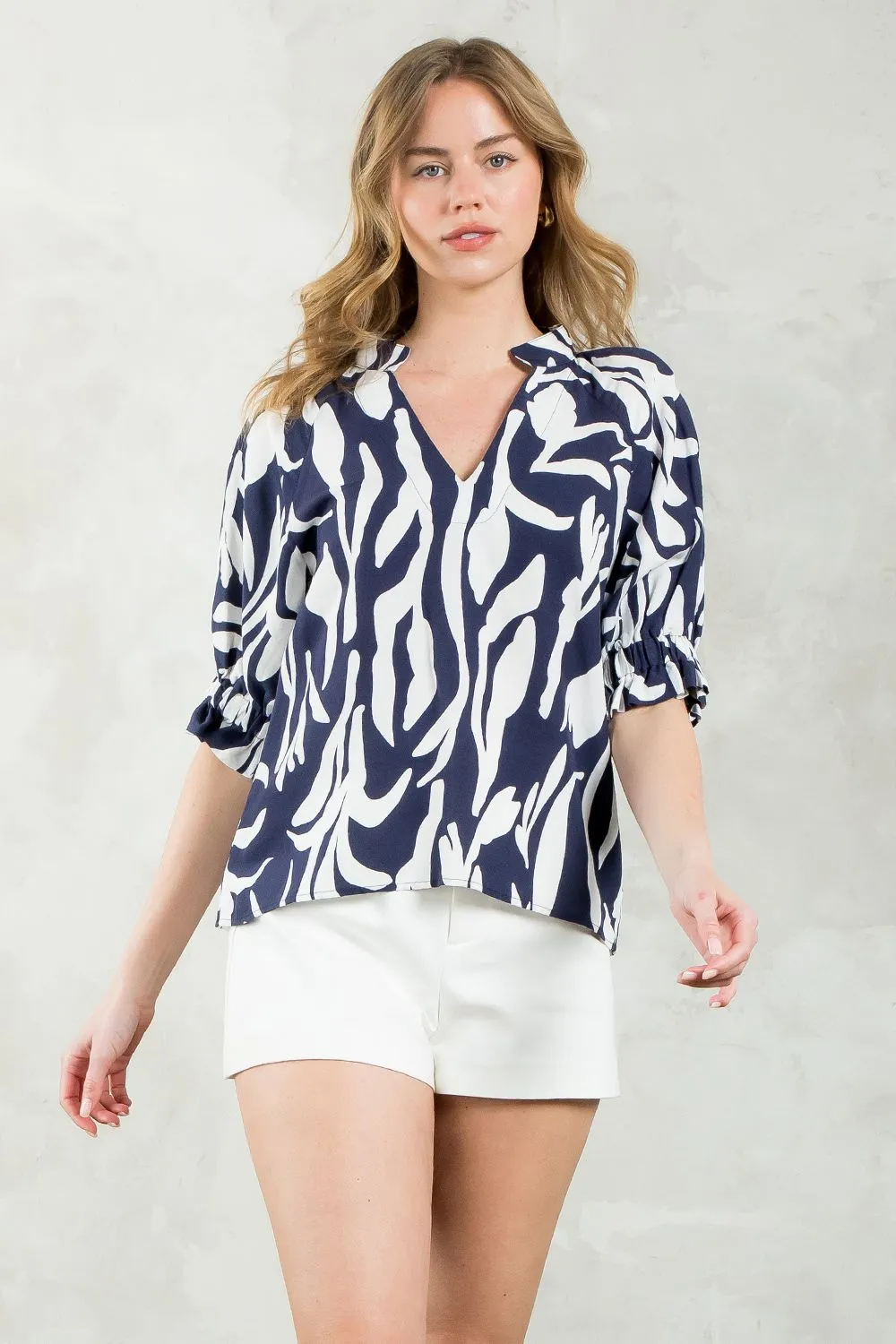 V-Neck Print Top