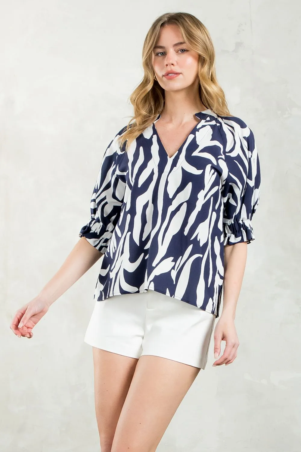 V-Neck Print Top