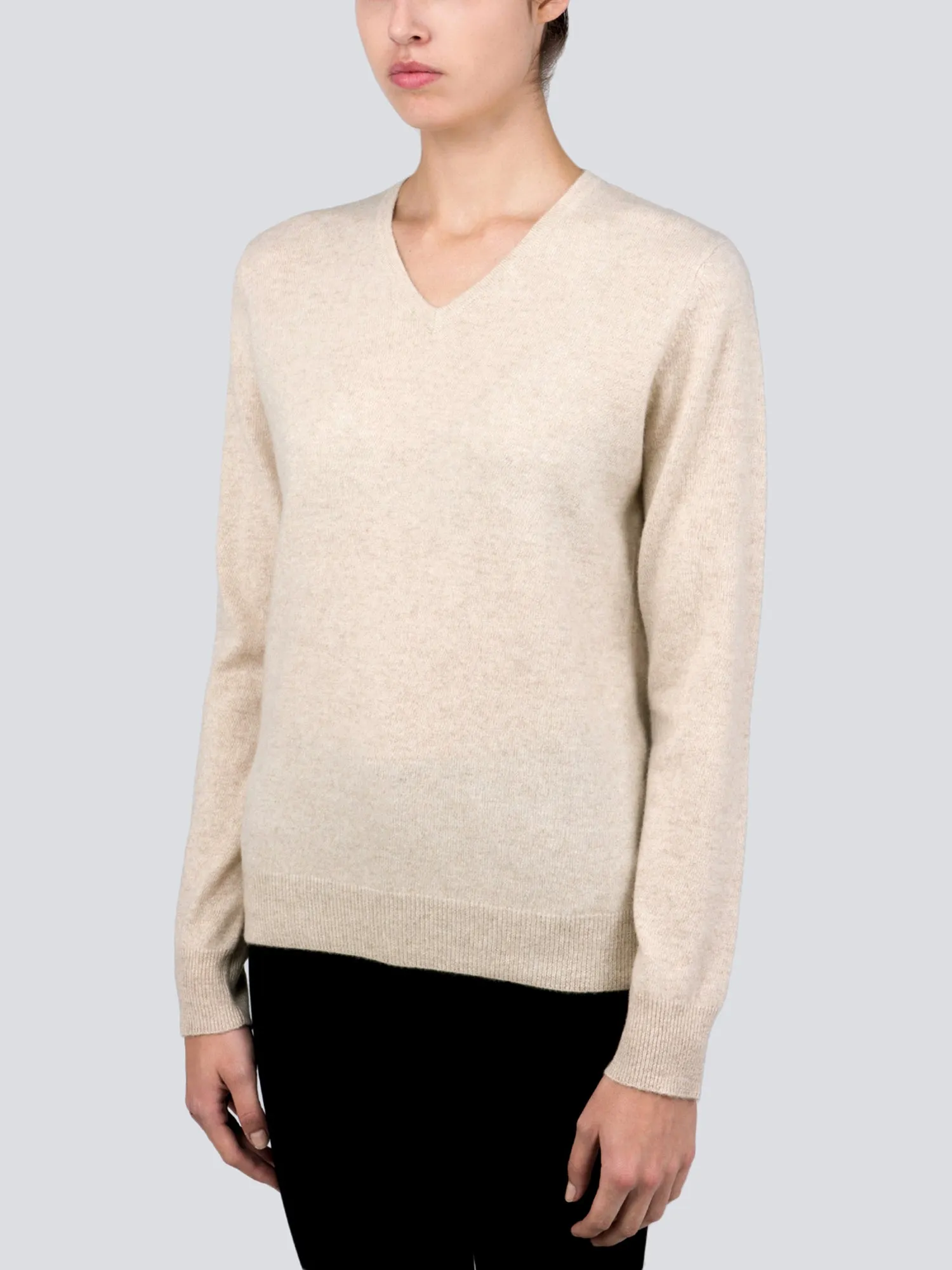 V Neck Sweater_Oatmeal