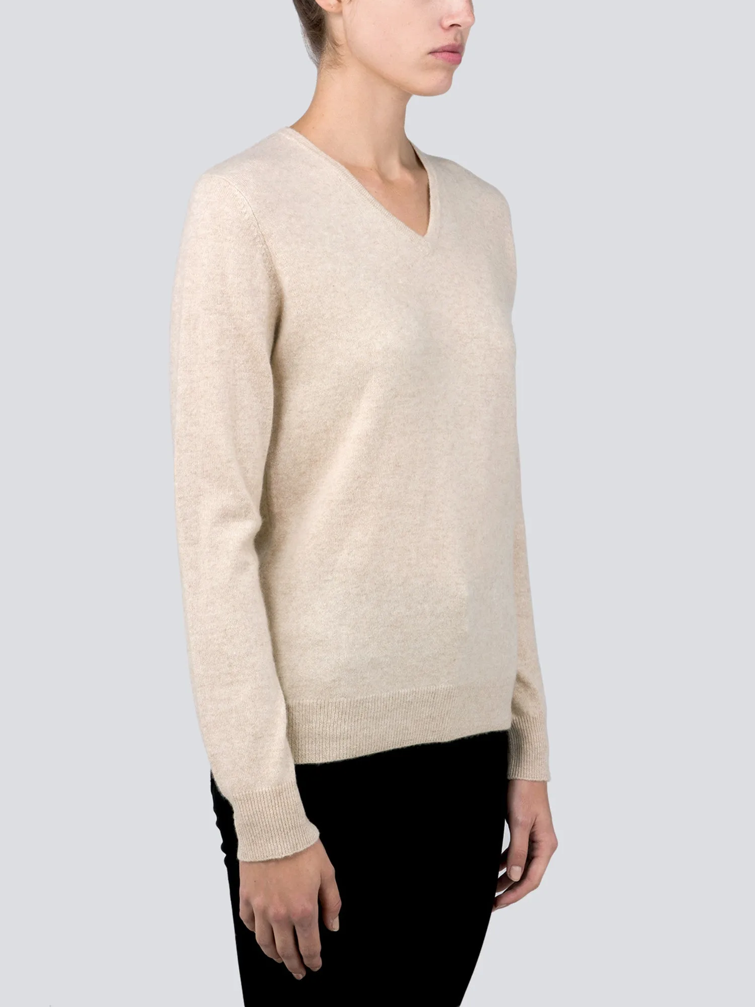 V Neck Sweater_Oatmeal