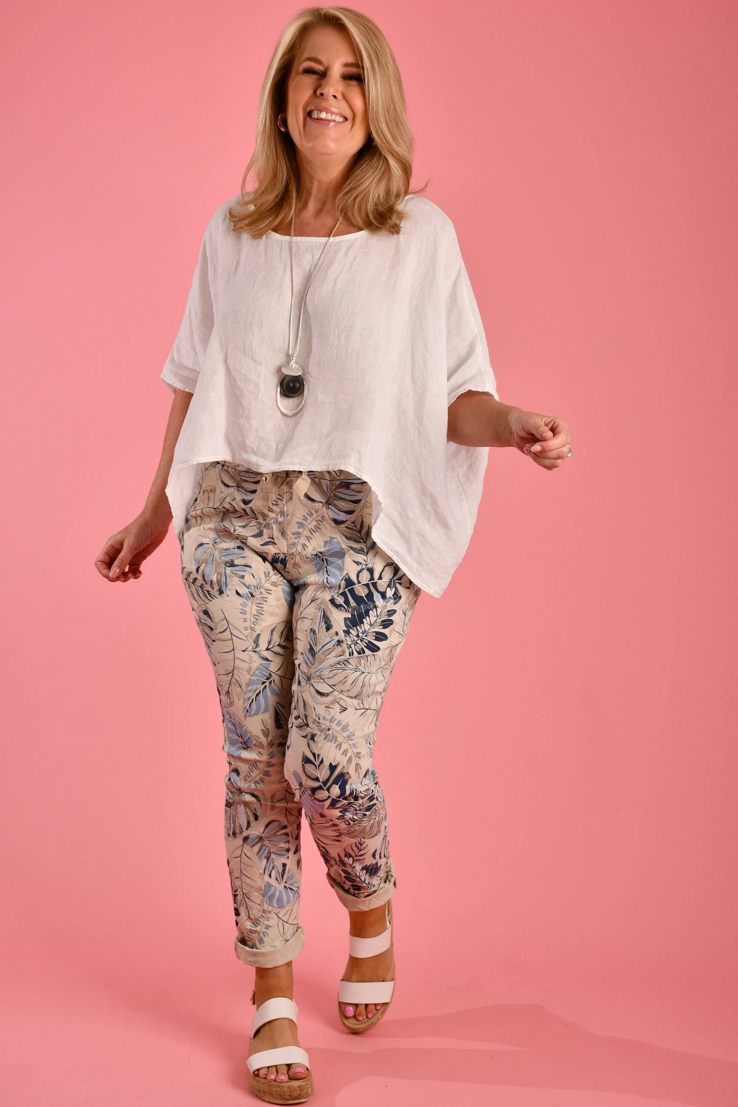 VLSP100 (21365-13) - MAGIC PANTS - CREAM/BLUE LEAF