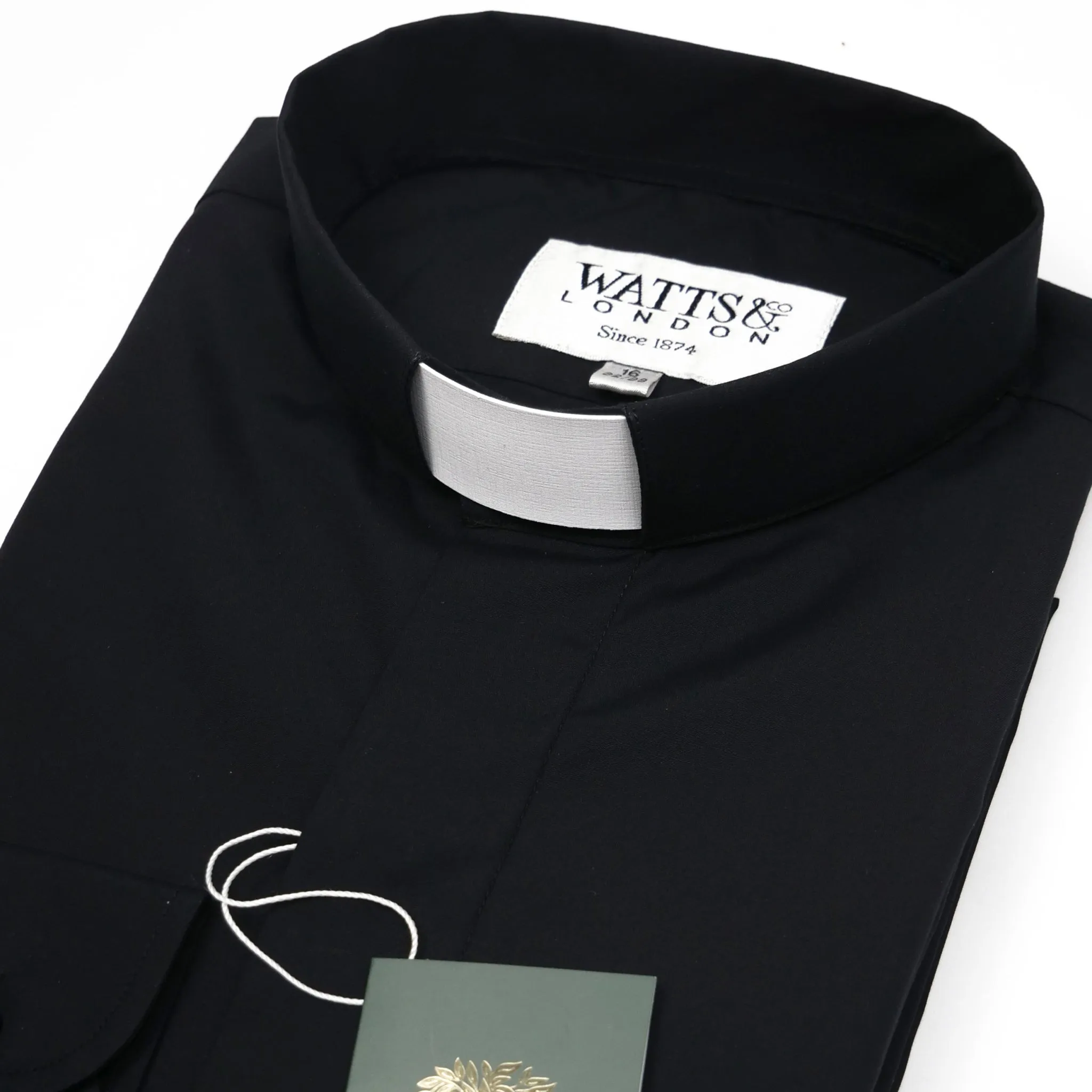 Watts' Men's Tunnel Collar Clergy Shirt - Black