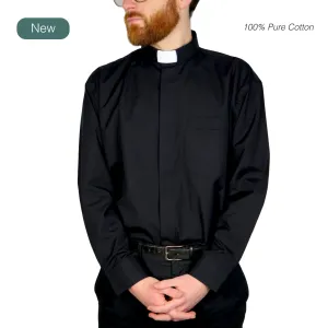 Watts' Men's Tunnel Collar Clergy Shirt - Black