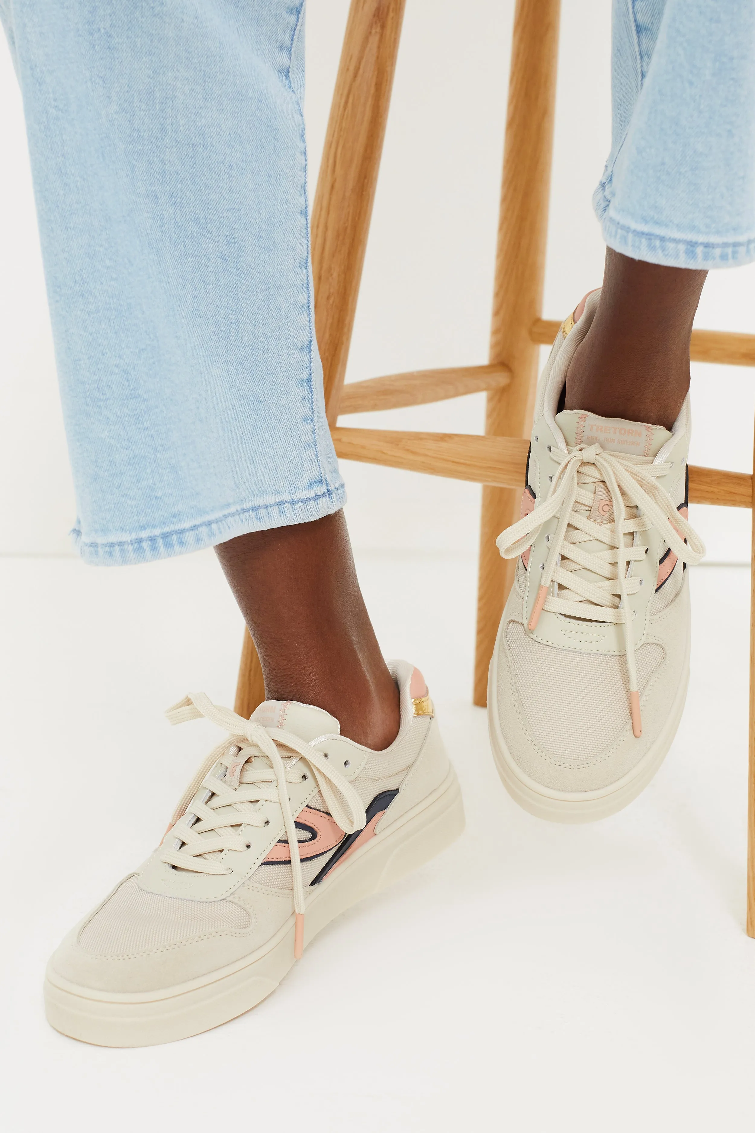 White Pink Navy T-Ball Sneakers