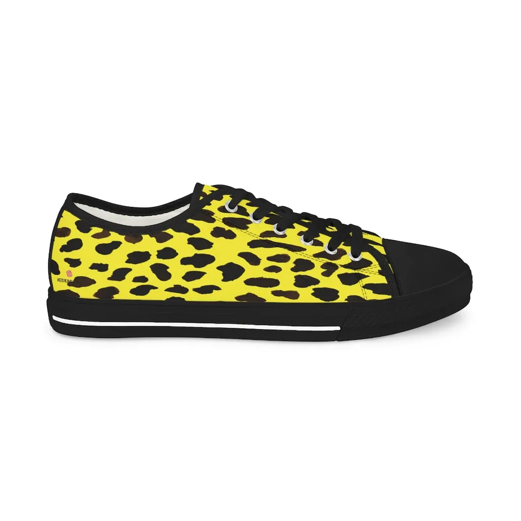 Yellow Leopard Print Men's Shoes, Best Animal Print Men's Low Top Sneakers  (US Size: 5-14)