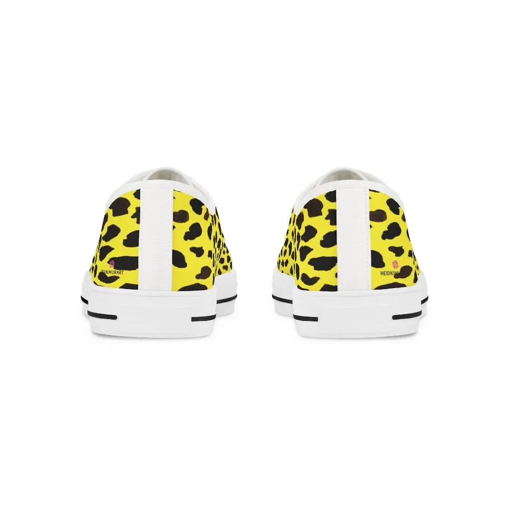 Yellow Leopard Print Men's Shoes, Best Animal Print Men's Low Top Sneakers  (US Size: 5-14)